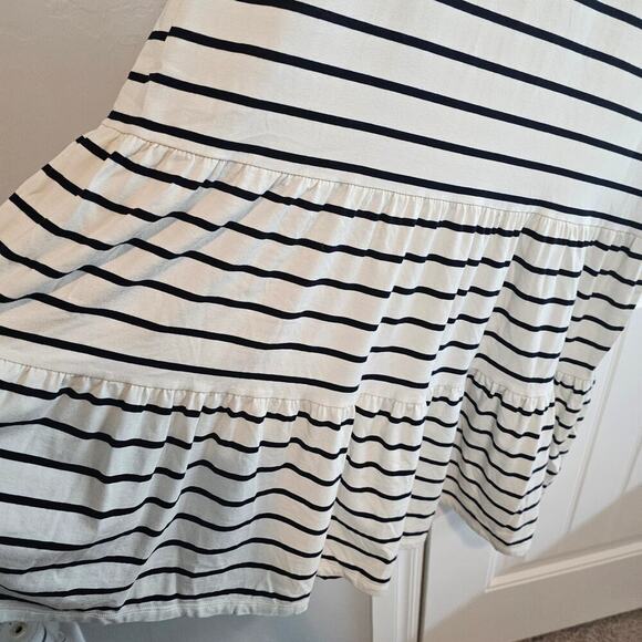 Lauren Ralph Lauren Midi Dress Women Large White Striped Y2K Sleeveless Preppy - Picture 4 of 10